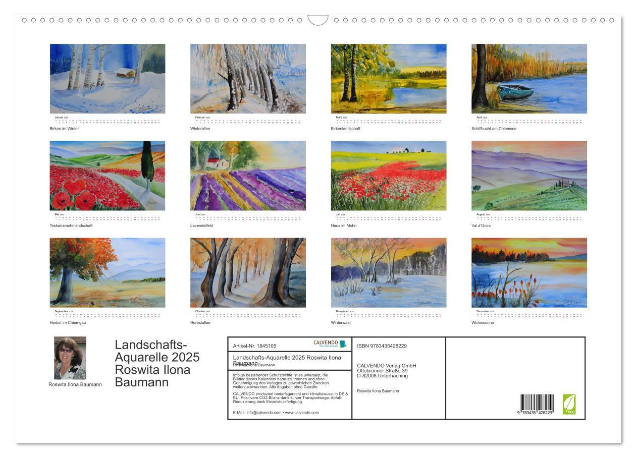 Bild: 9783435428229 | Landschafts-Aquarelle 2025 Roswita Ilona Baumann (Wandkalender 2025...