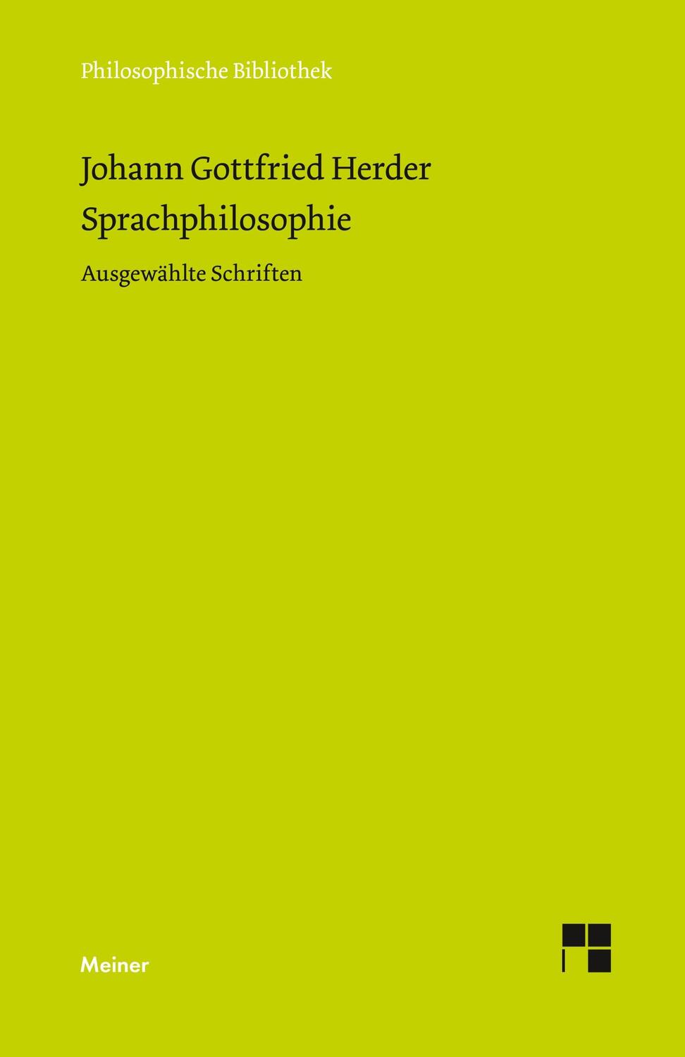 Cover: 9783787317684 | Sprachphilosophie | Ausgewählte Schriften | Johann Gottfried Herder